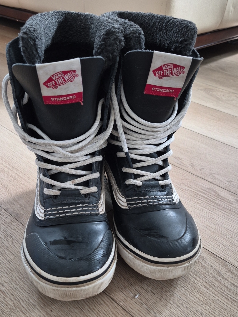 Vans Unisex Black and White High-Top Lace Sneakers
